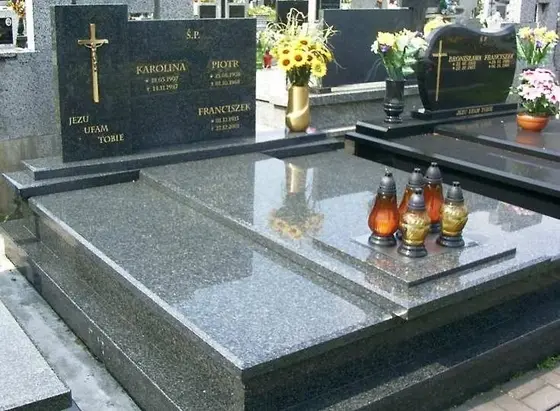 nr 34 Nagrobek podwójny prosty wzór z ciemnego granitu