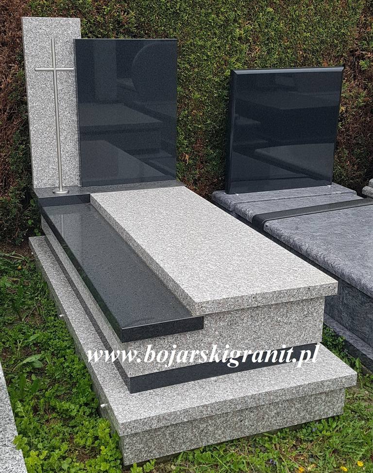 Nagrobek jasno-czarny granitowy