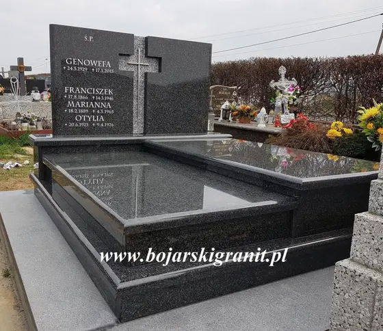 Nagrobek podwójny ciemny granitowy