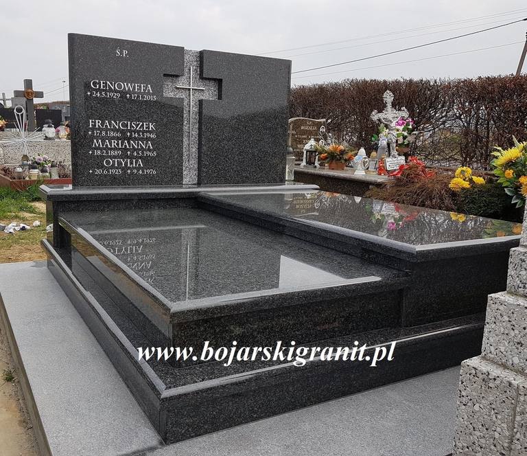 Nagrobek podwójny ciemny granitowy
