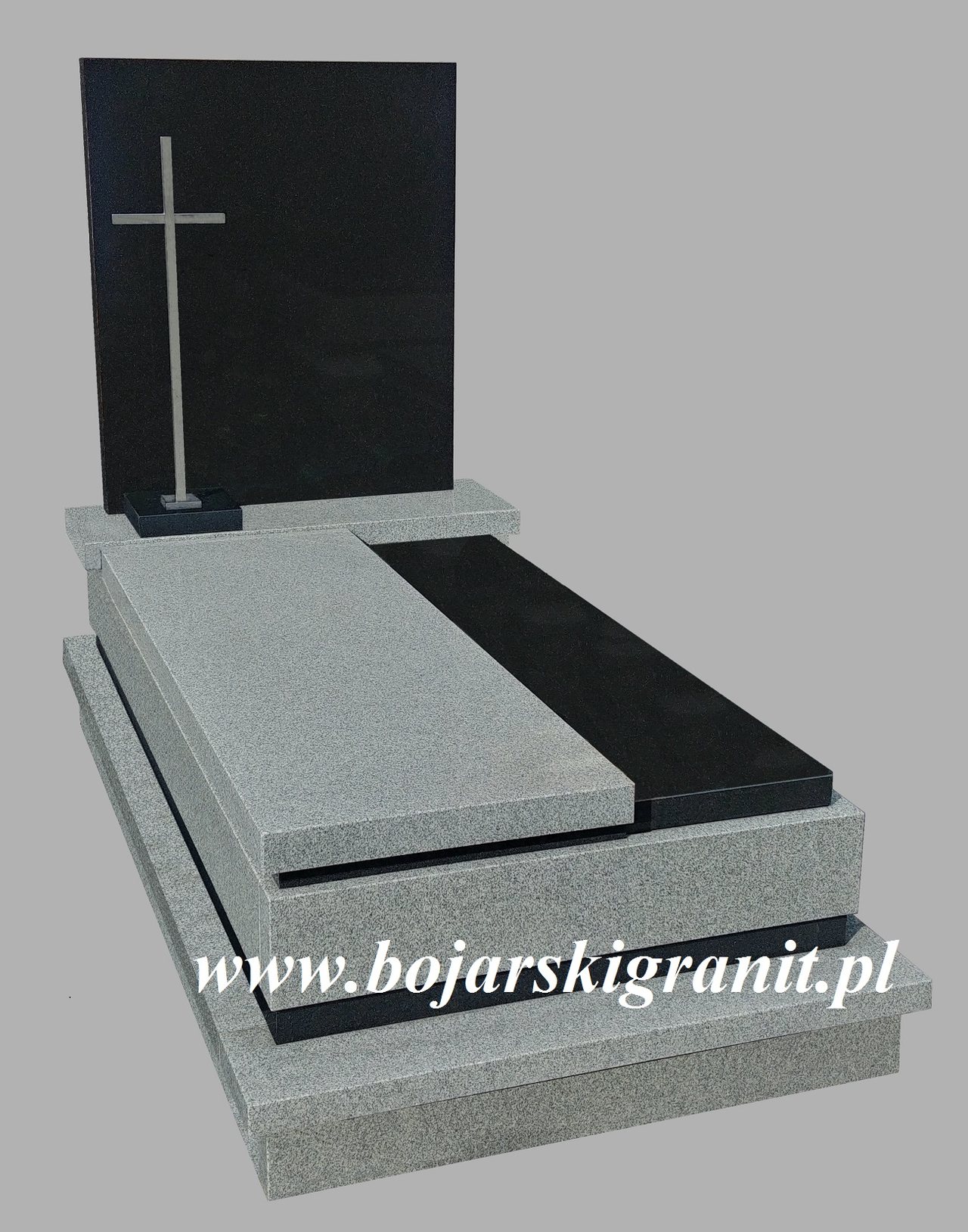 Nagrobek szaro-czarny granitowy