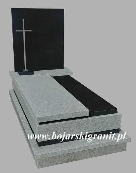 Nagrobek szaro-czarny granitowy