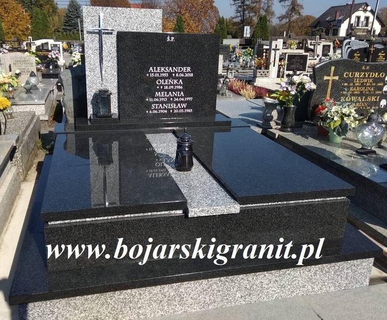 nr 4 Nagrobek podwójny z granitu jasnoszarego "Tarn" i ciemnego "Impala"