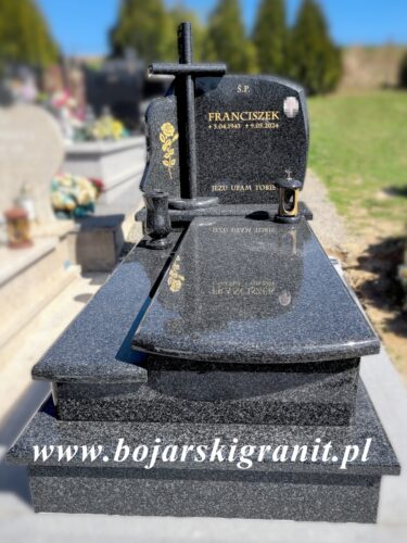 #nagrobek #pojedynczy #granitowy #impala #dwupoziomowy #krzyż
